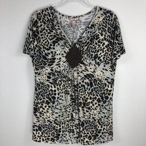 White Stag Size Large Animal Print Leopard Top
